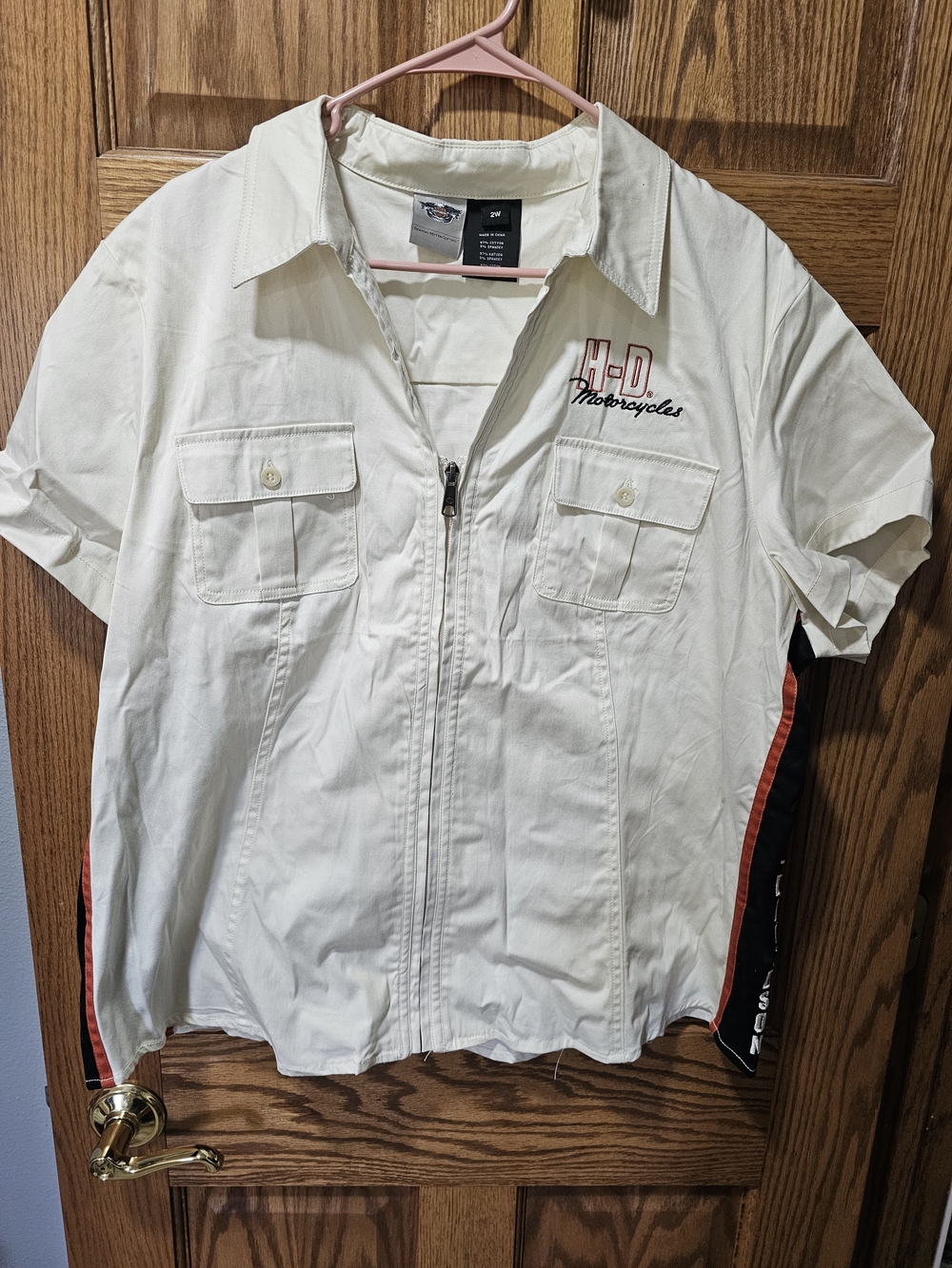 H-D Motorcycles White Zip Front Shirt